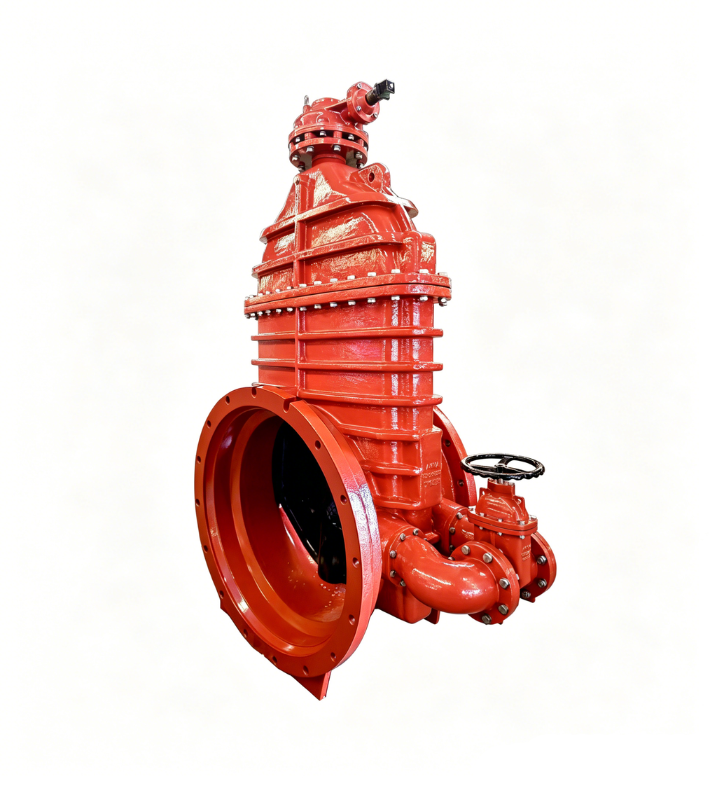 AWWA C509 Flanged x Mechanical Joint Gate Valve with Handwheel & Bevel Gearbox Bypass 250PSI (JH004X-GB)