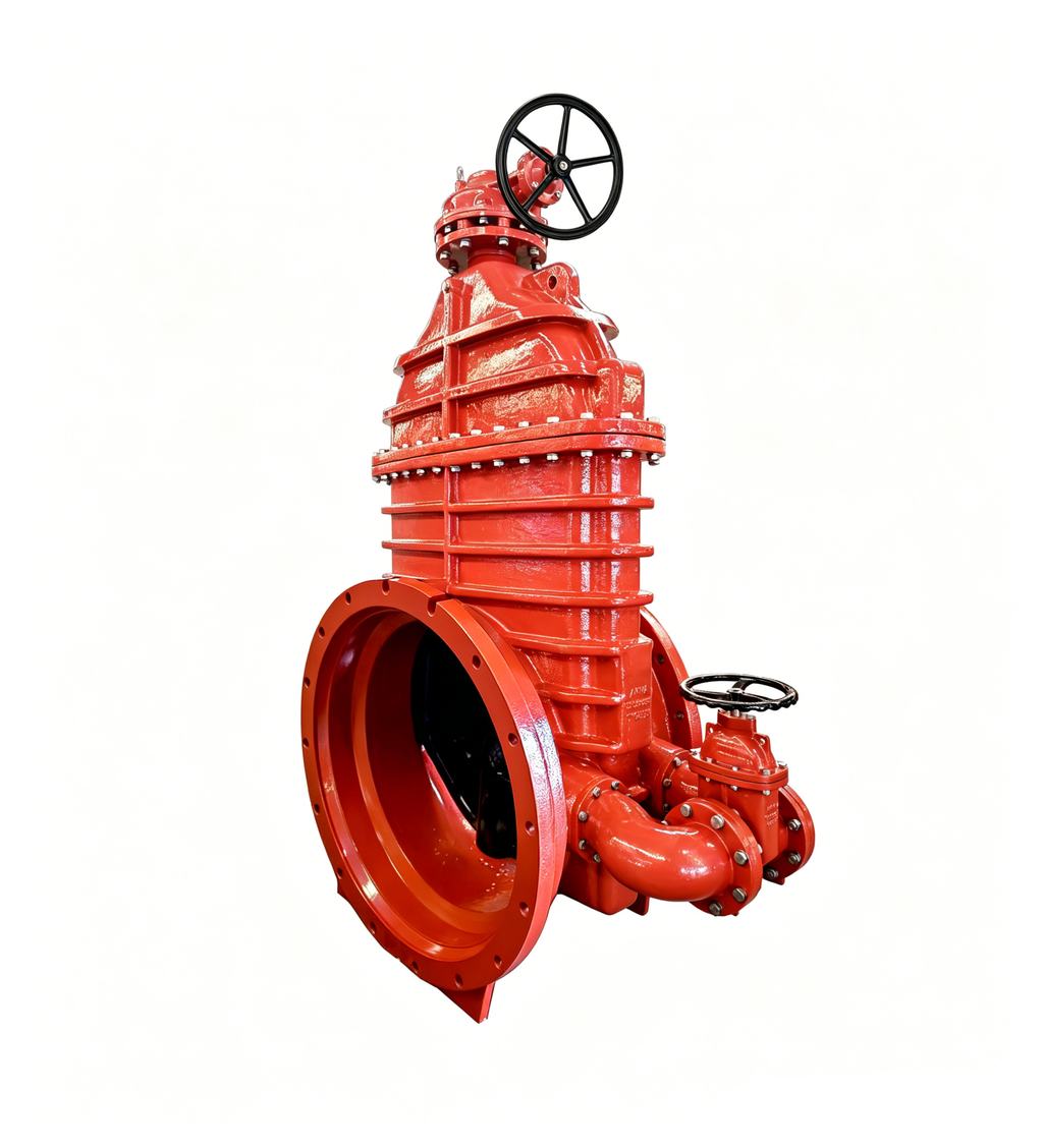 AWWA C509 Flanged x Mechanical Joint Gate Valve with Handwheel & Bevel Gearbox Bypass 250PSI (JH004X-GB)